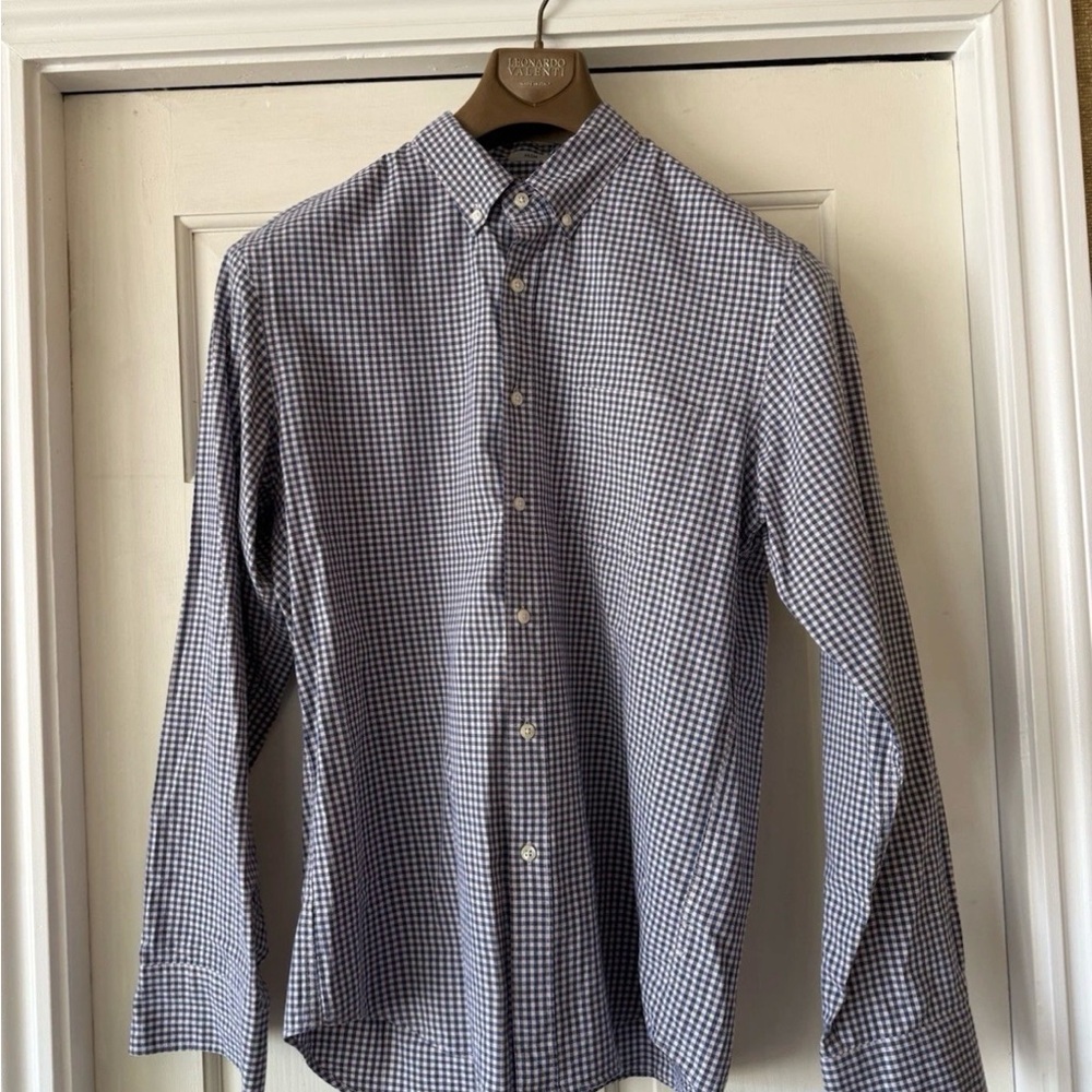 J. Crew Navy and pink Checkered Button Down Shirt